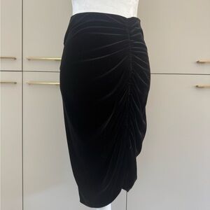 Nanette Lepore Black Velvet Ruched Pencil Skirt